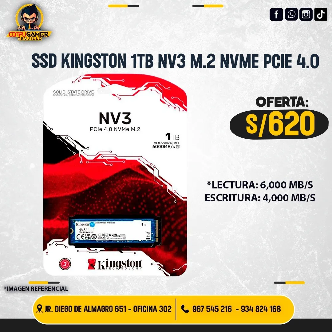 SSD KINGSTON NV3 1TB M.2 NVME PCIE 4.0