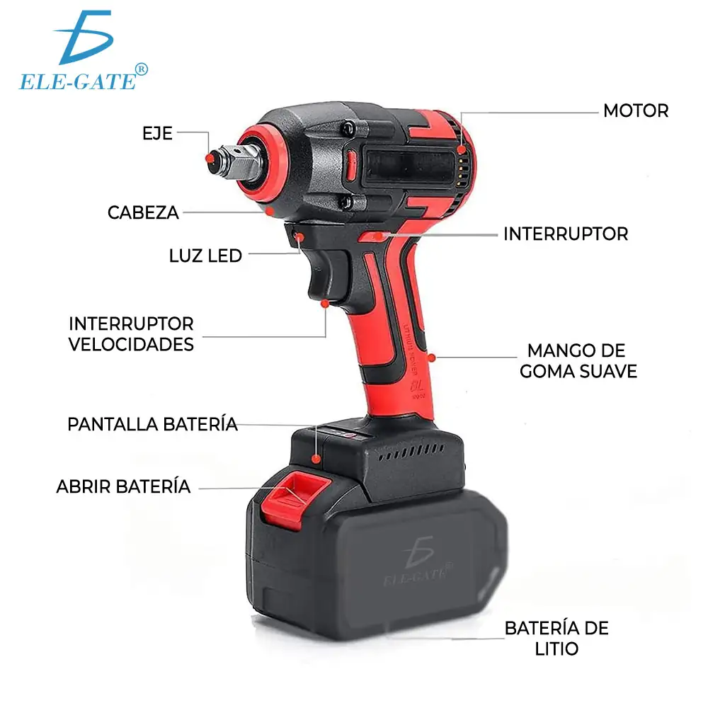 Kit Pistola Impacto Llave Inalámbrica Batería  3