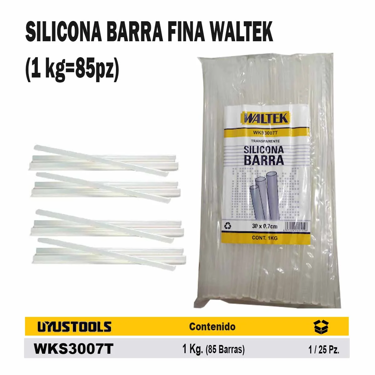 SILICONA BARRA FINA WALTEK (1 kg=85pz)