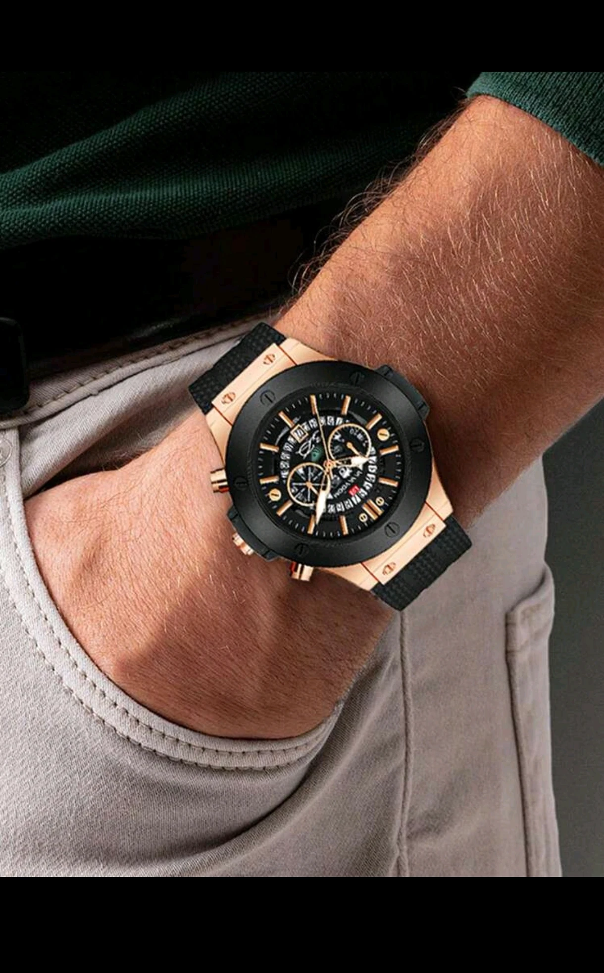 Reloj para Hombre Va Va Voom Robust - Rose Gold & Black 5