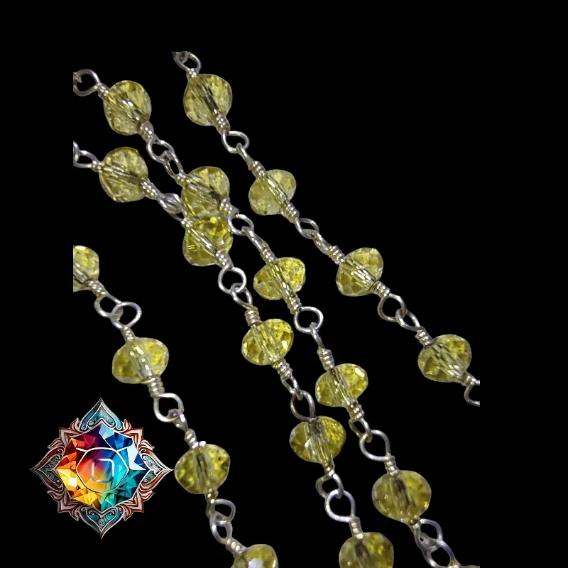 Bello collar de cristal facetado amarillo 2