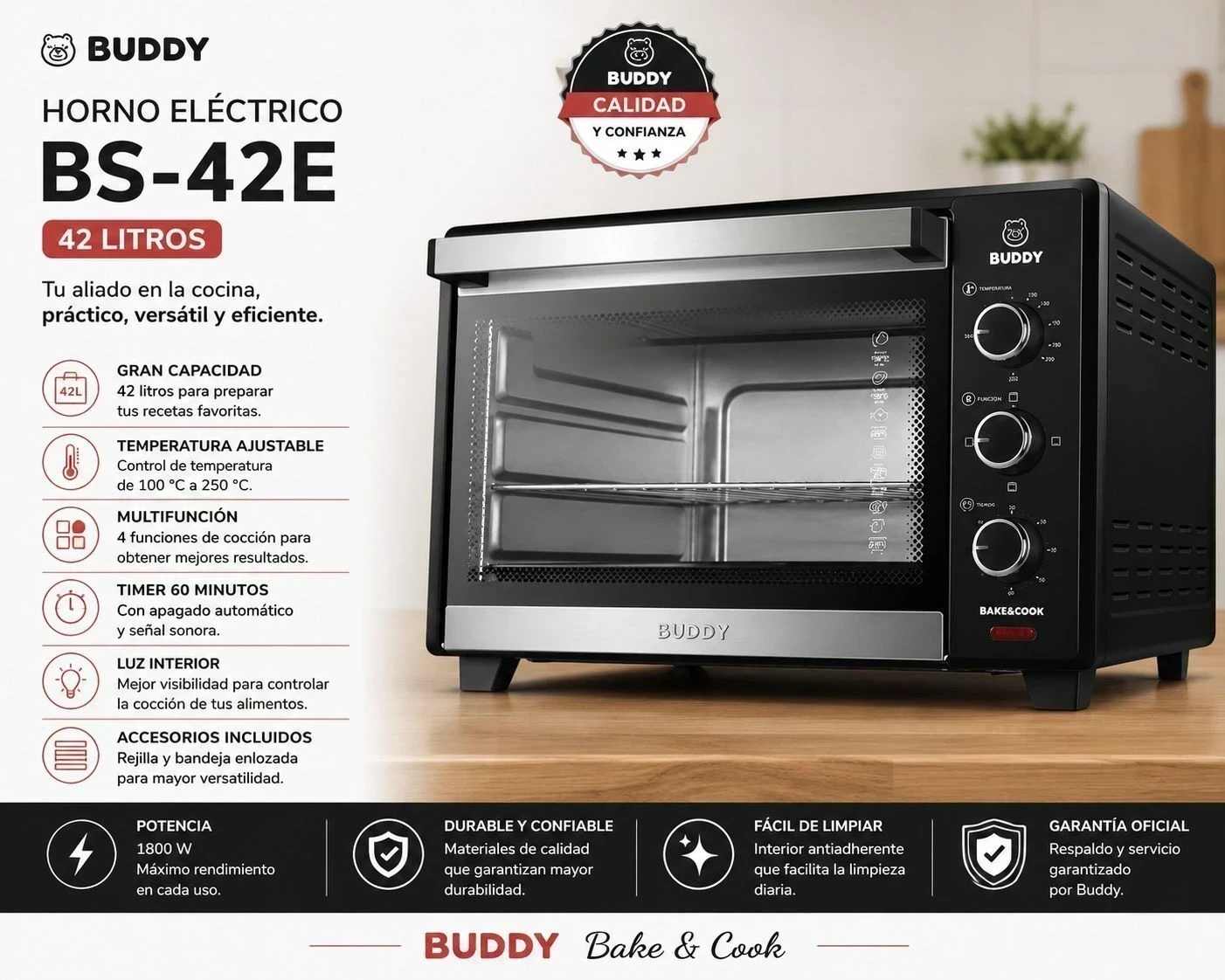 HORNO ELÉCTRICO BUDDY 42LTS