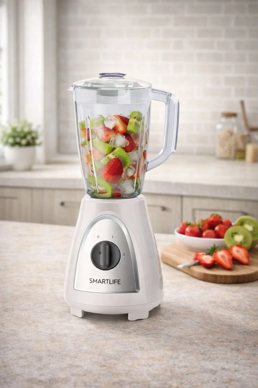 LICUADORA SMARTLIFE BLANCA JARRA DE VIDRIO 1.5LTS 400W
