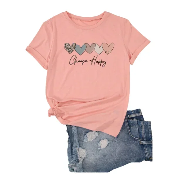 Qutie Camiseta con estampado de corazón y slogan