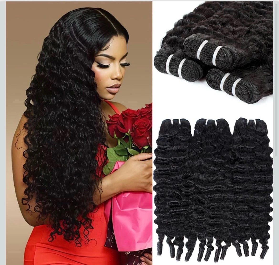 paquetes de cabello humano rizado birmano de 18, 20, pulgadas, 12A, ondas de agua, 