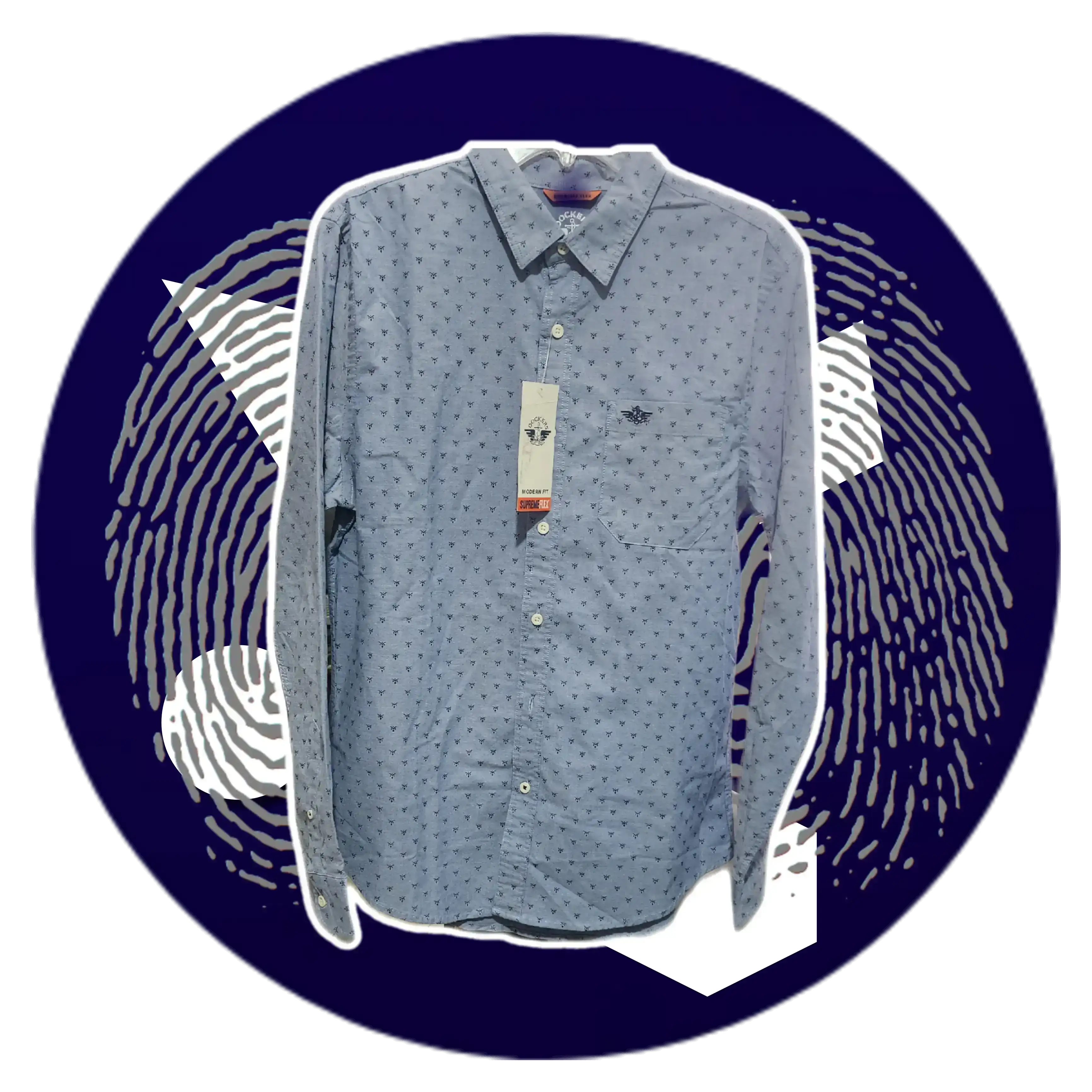 Camisa azul estampada