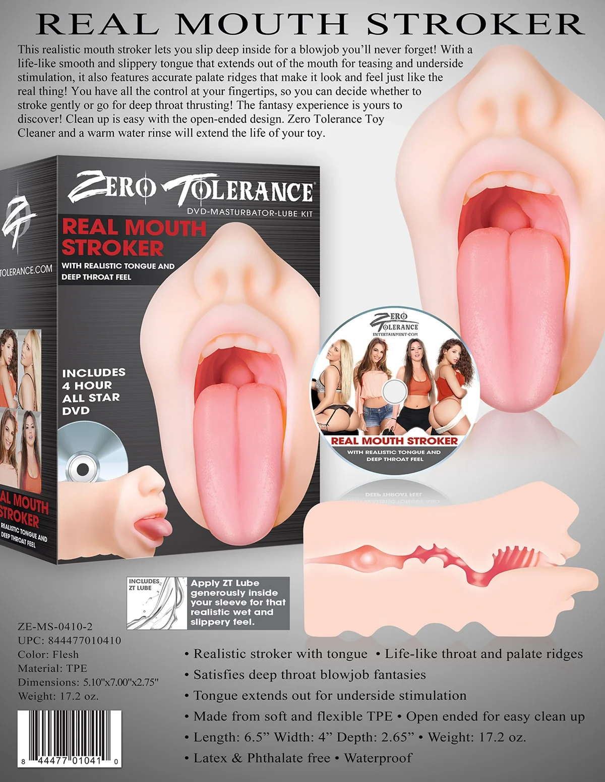 ZERO TOLERANCE REAL MOUTH STROKER MASTURBATOR WITH DVD 4