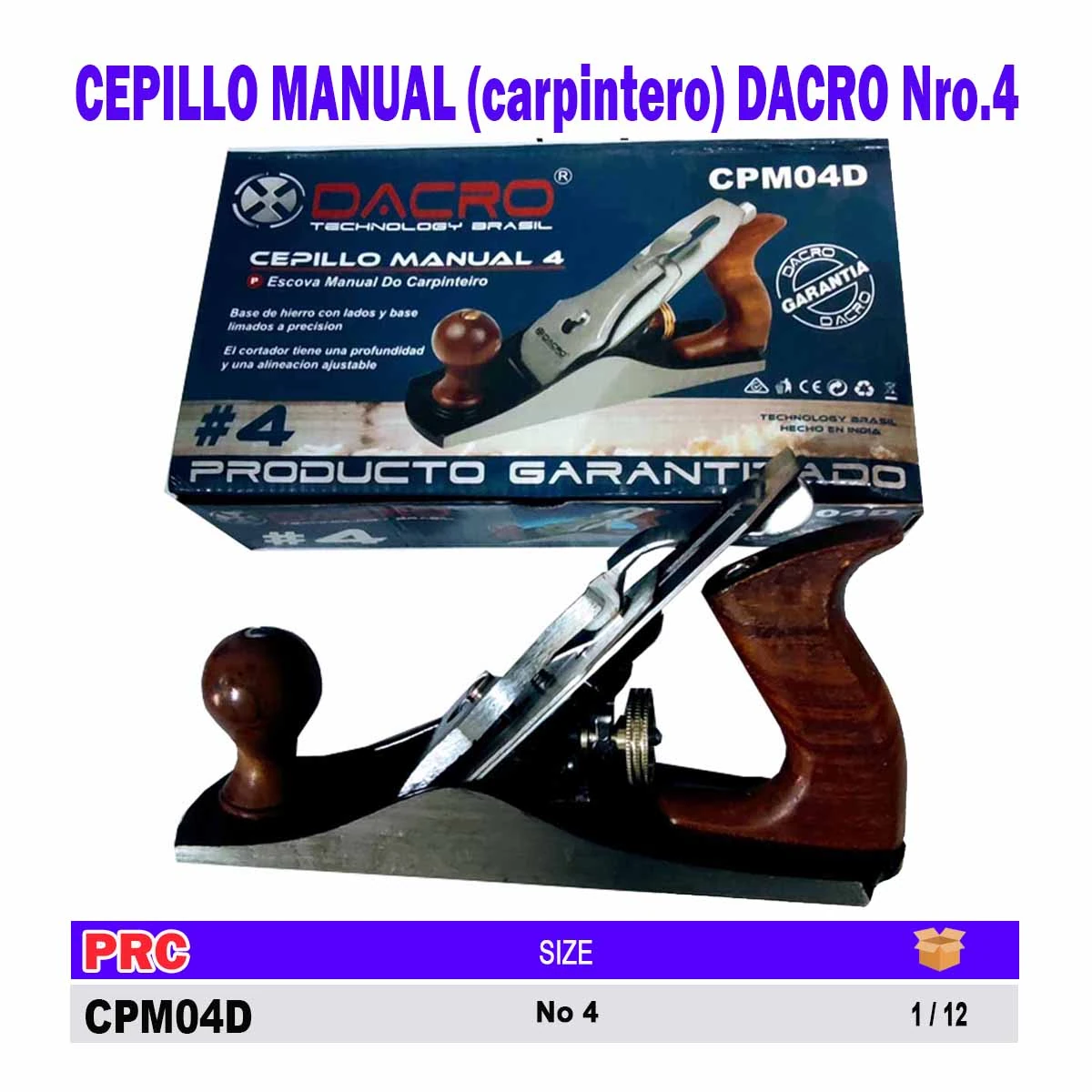 CEPILLO MANUAL (carpintero) DACRO No 4