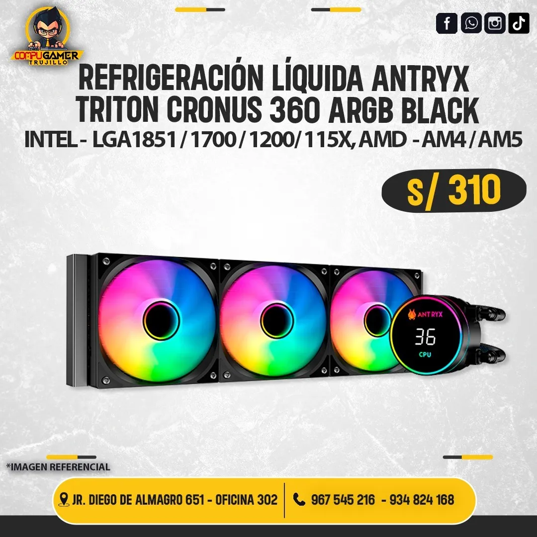 REFRIGERACIÓN LÍQUIDA ANTRYX TRITON CRONUS 360 ARGB BLACK
