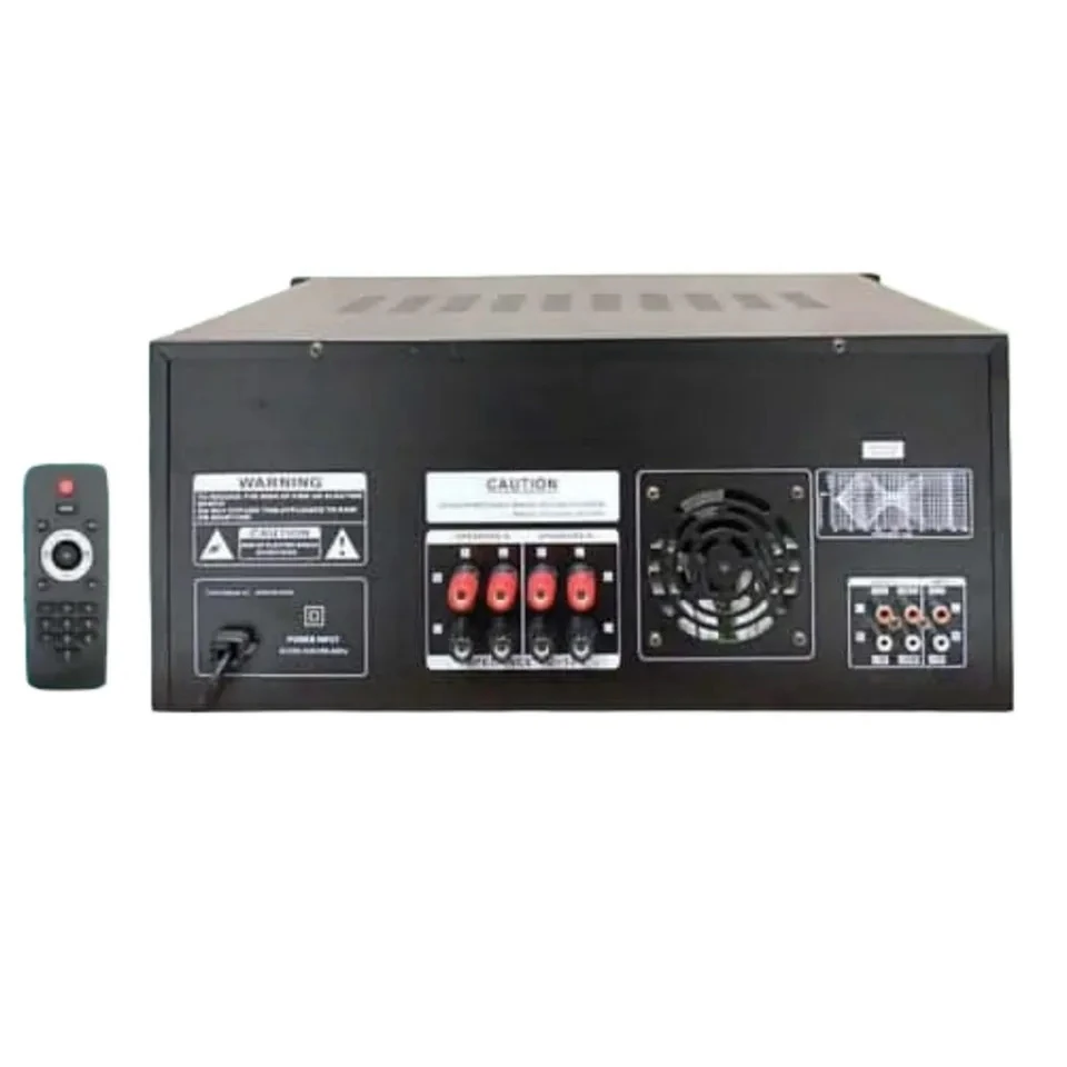 AMP AMERICAN AUDIO PM6000BS PRECIO: 2050BS Amplificador de potencia Bluetooth, USB, tarjeta SD FCA  600 vatios x 2 Ecualizador gráfico de 2 canales y 15 bandas 99 DSP Efectos DSP de doble motor de 24 bits Control de micrófono: -200B, volumen, bajos, bajos, agudos Control de música: volumen, balance, bajos, medios, agudos Control de efectos: bajos, altos, reverberación, del, revertir Volumen y programa DSP Compatible con Bluetooth, USB y tarjeta SD Volumen principal, música y micrófono Selector de graves Ventilador Salidas de altavoz: 4 (4 ohmios - 16 ohmios) Salidas de audio de línea: 2 y entrada de DVD 2