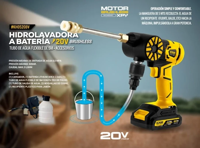 HIDROLAVADORA KONAN A BATERIA 20V
