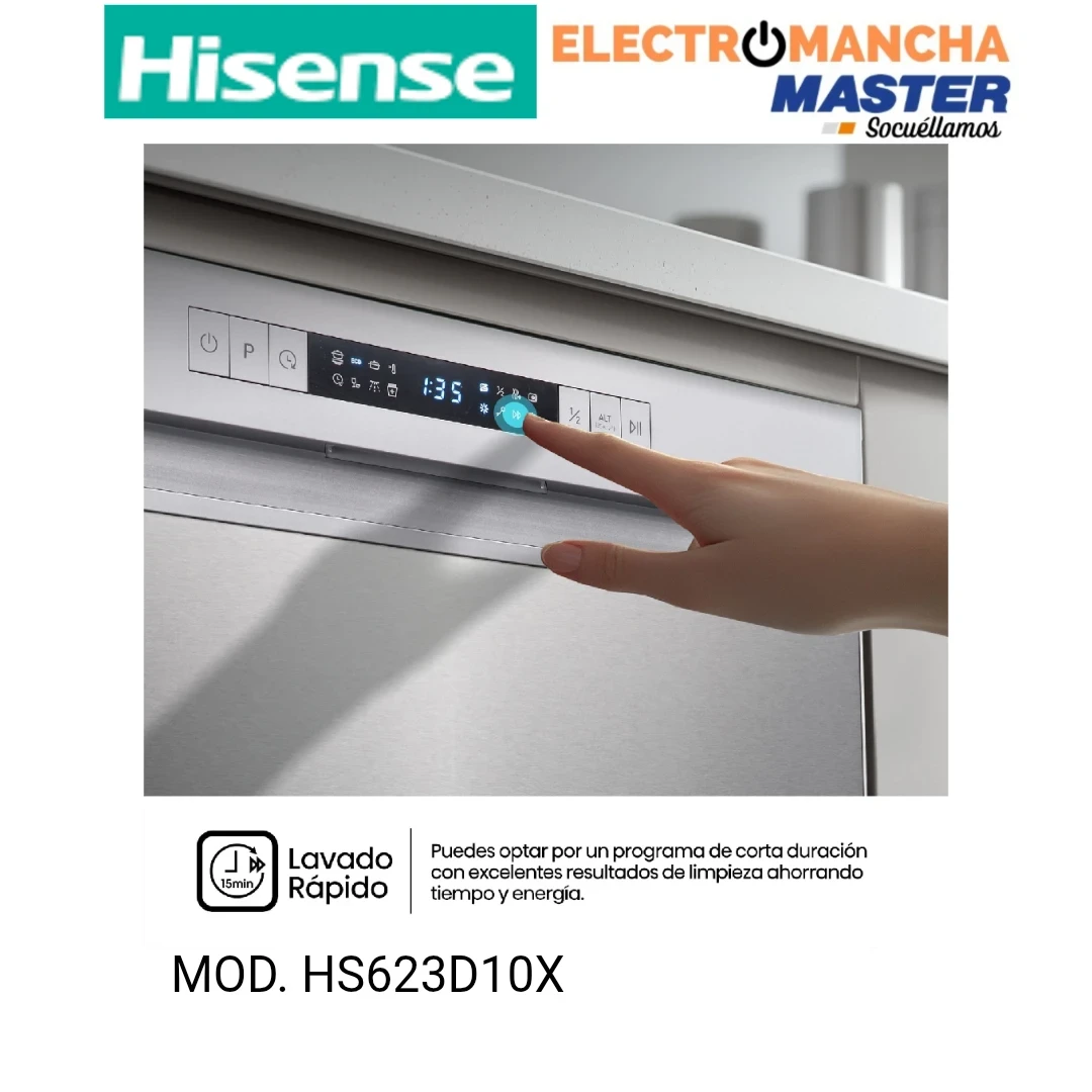 LAVAVAJILLAS HISENSE HS623D10X INOX 3 BANDEJA D 9