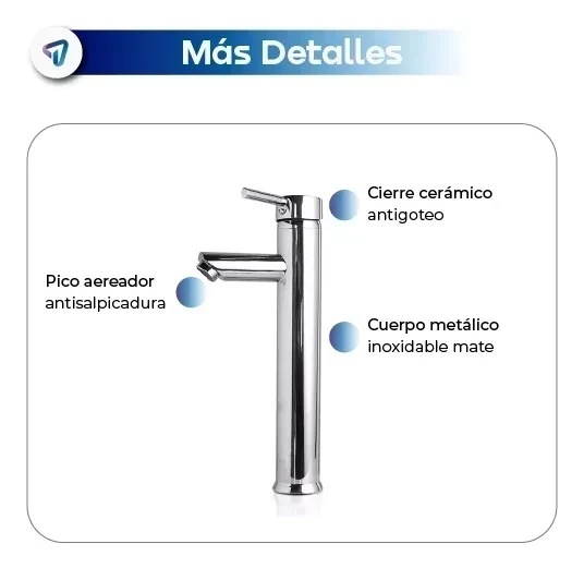Canilla Grifería Monocomando Cromado Brillante Waggs 4