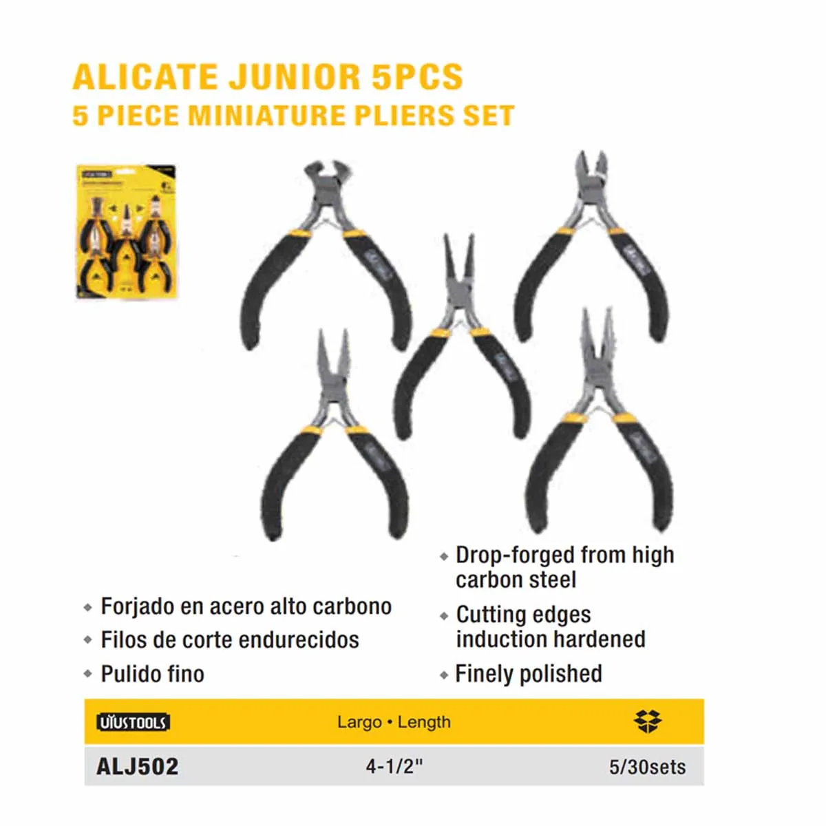 SET ALICATES MINI JUNIOR UYUST 4.5" X 5 pz