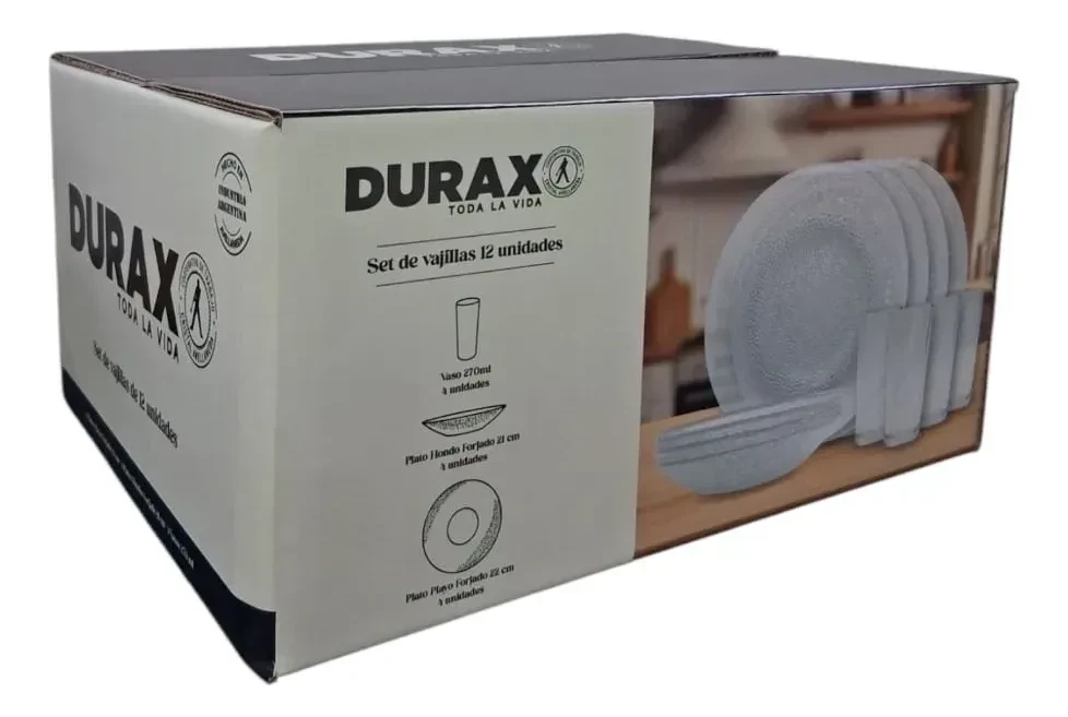 Set De Vajilla X 12 Durax Plato Forjado + Vaso Lunita Color Transparente 3