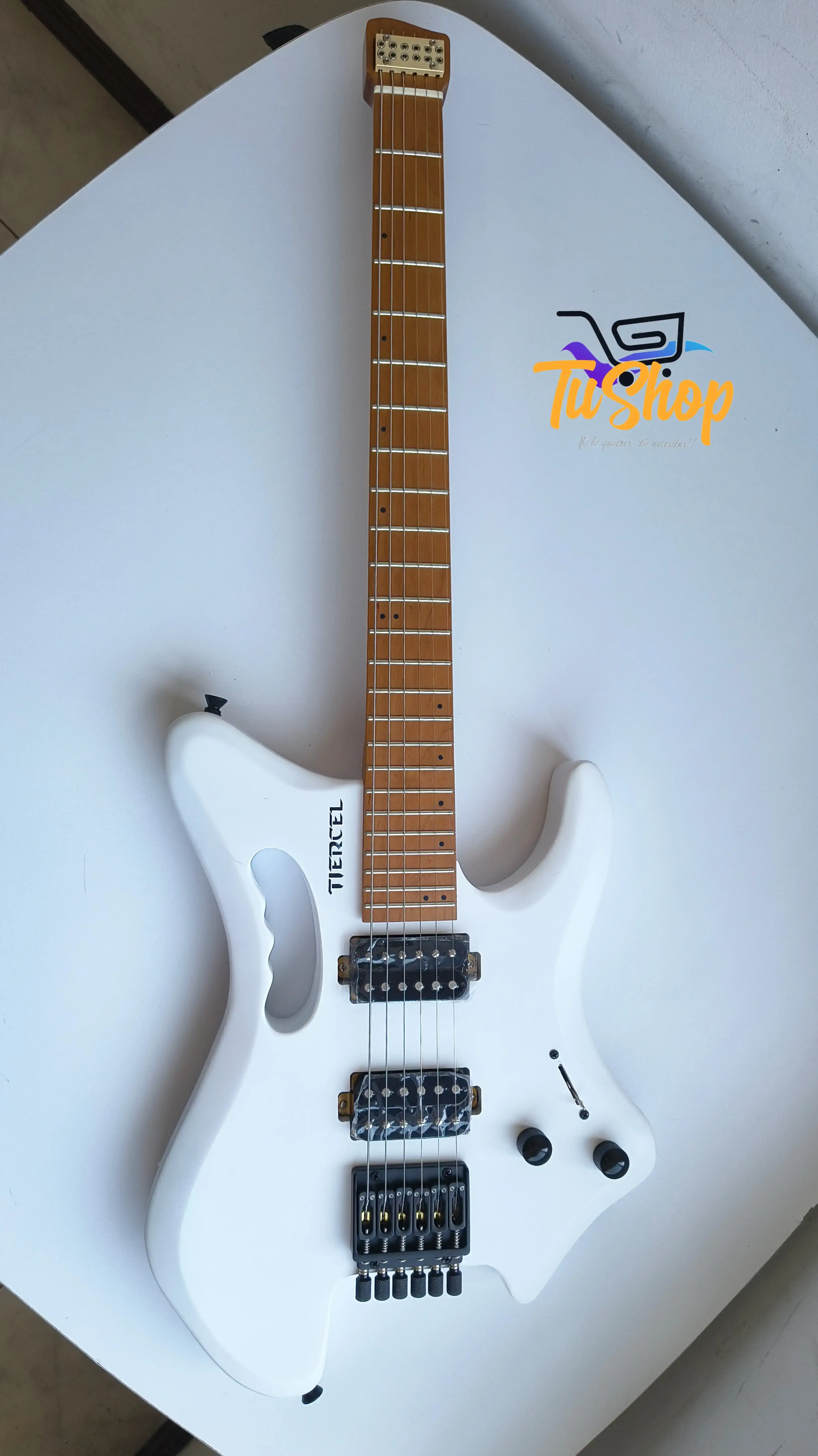 Guitarra Electrica TIERCEL HEADLESS Mate White  3