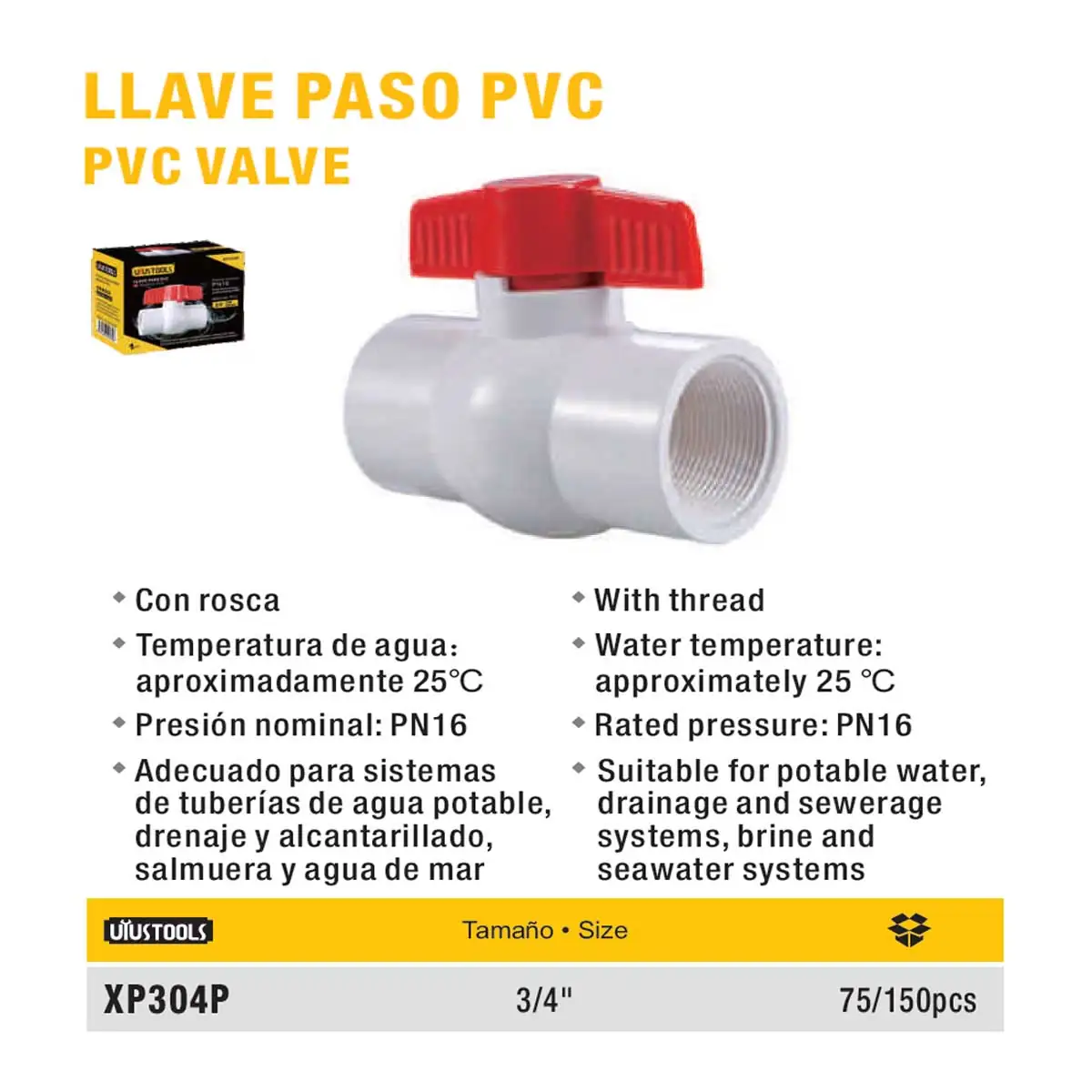 LLAVE DE PASO PVC UYUST 3/4"
