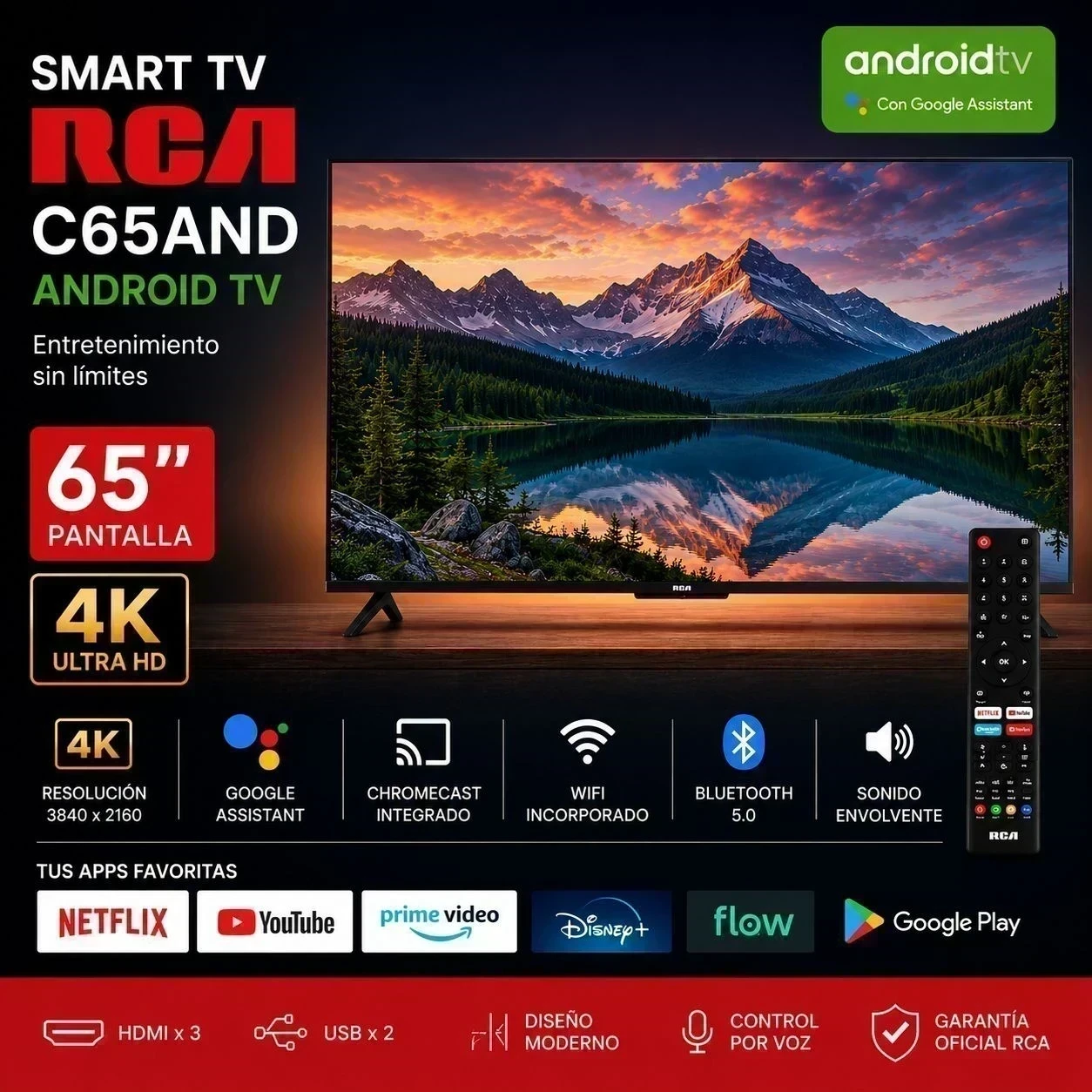Smart tv RCA 65" GOOGLE/ANDROID 2
