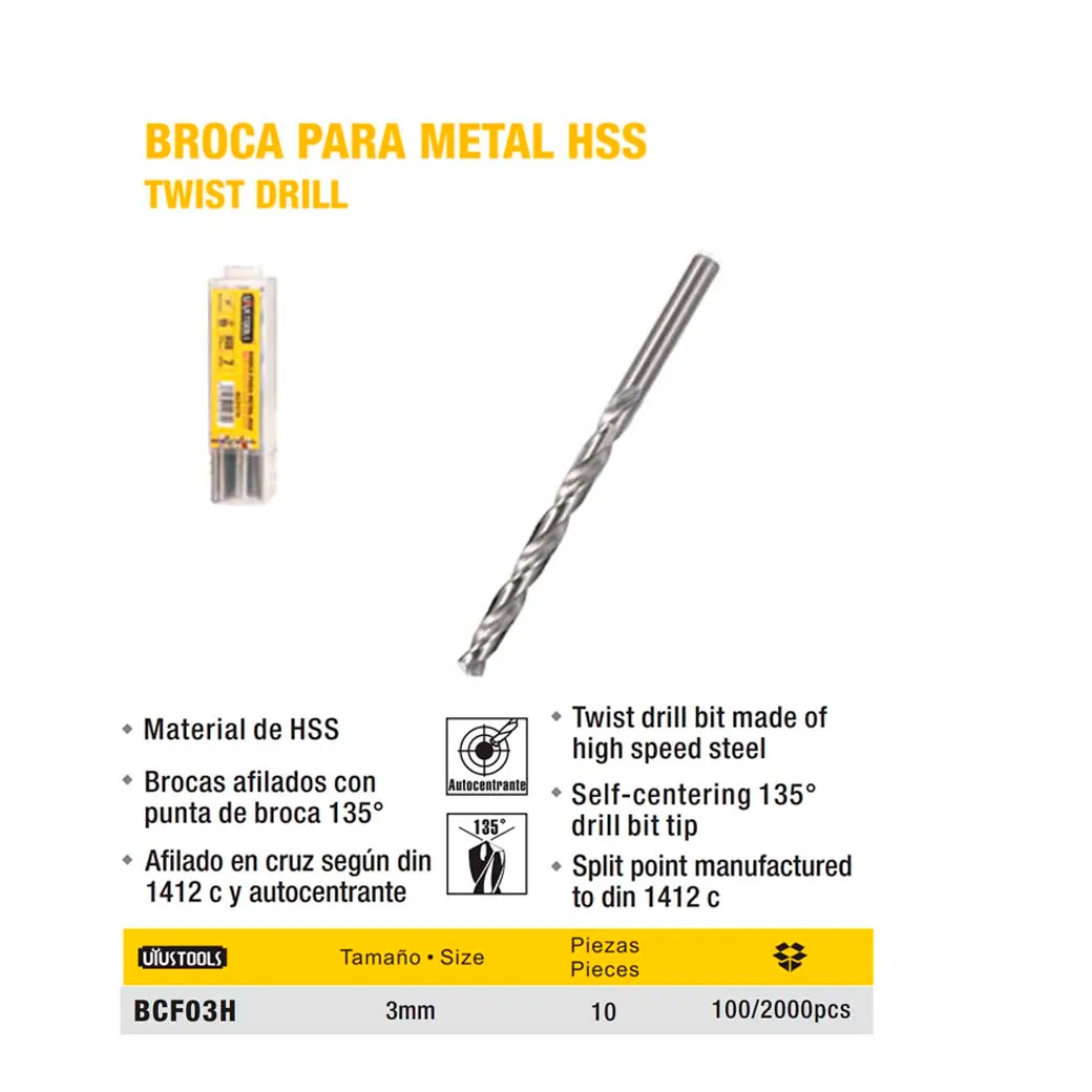 BROCA METAL HSS UYUST 3.0 MM