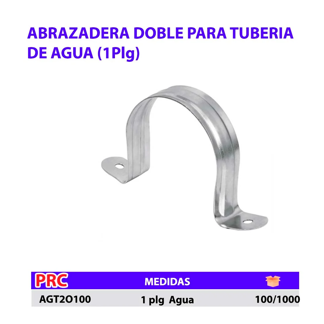 ABRAZADERA Doble TUBERIA 1" Agua
