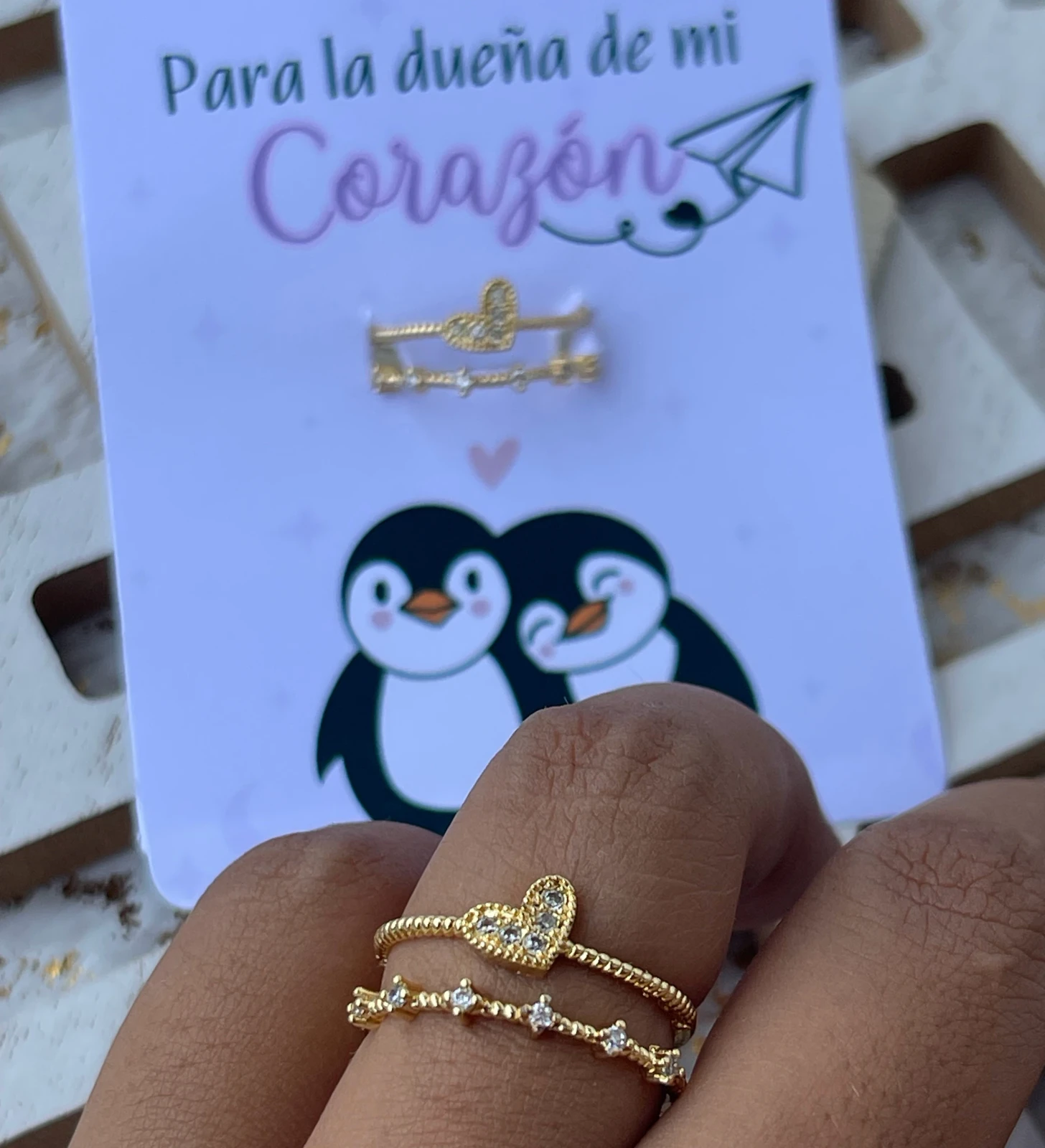 Anillo ajustable corazon doble