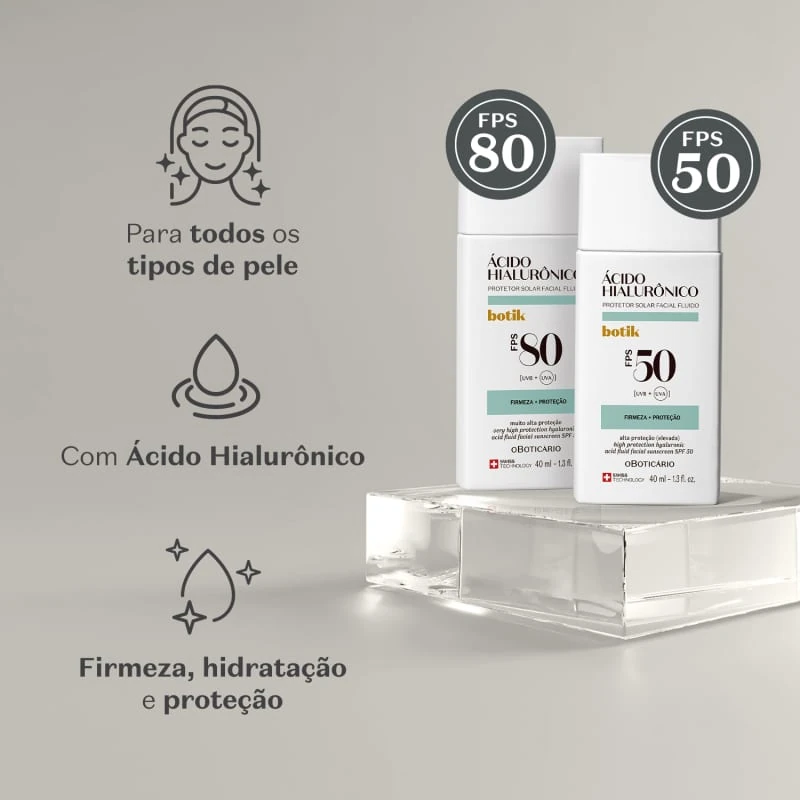 Botik Protector Solar Facial Fluido Ácido Hialurónico SPF 80 40ml 4