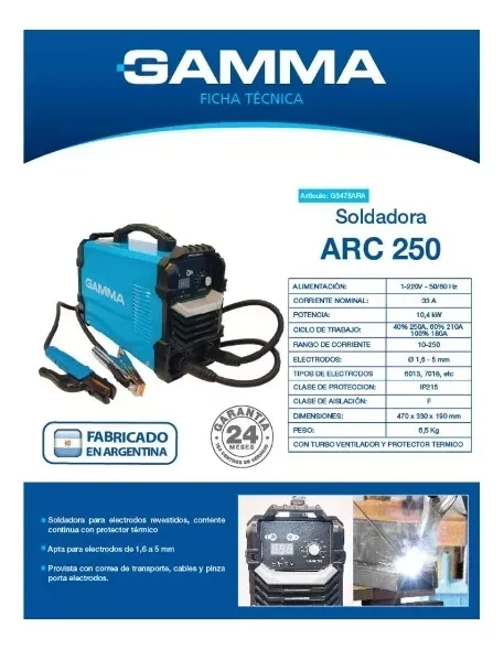 Soldadora Gamma inverter ARC250
