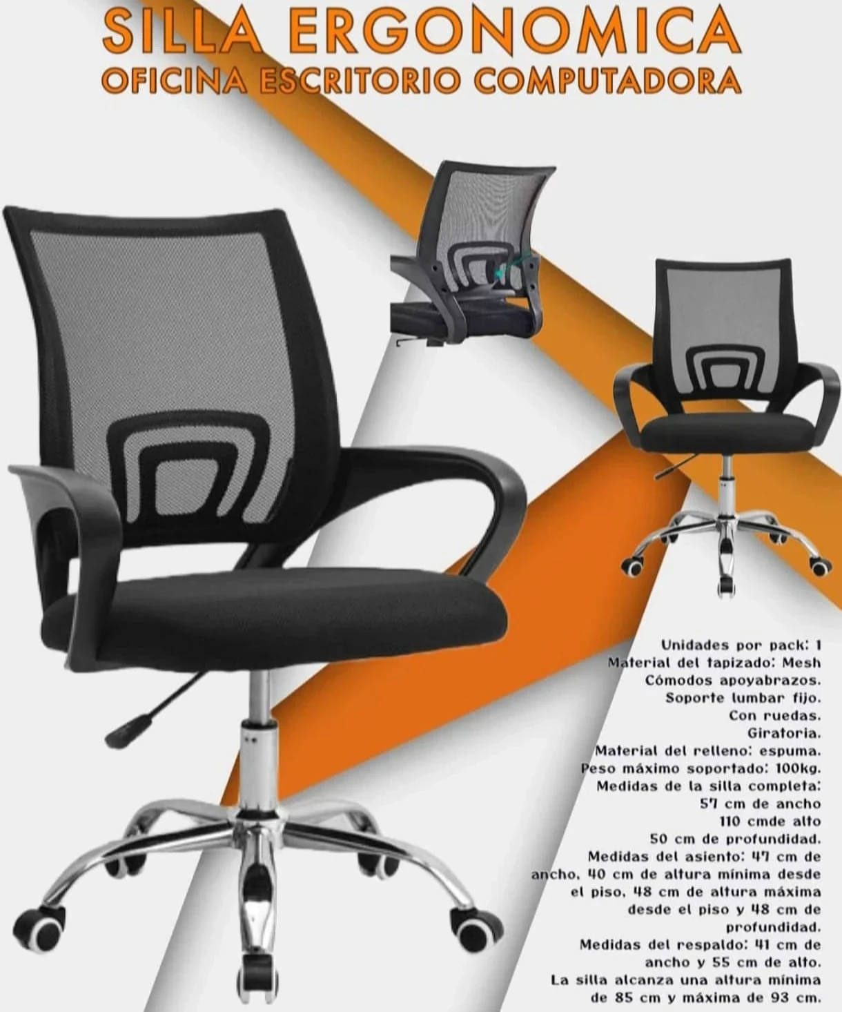 SILLA DE OFICINA AKMI NEGRA
