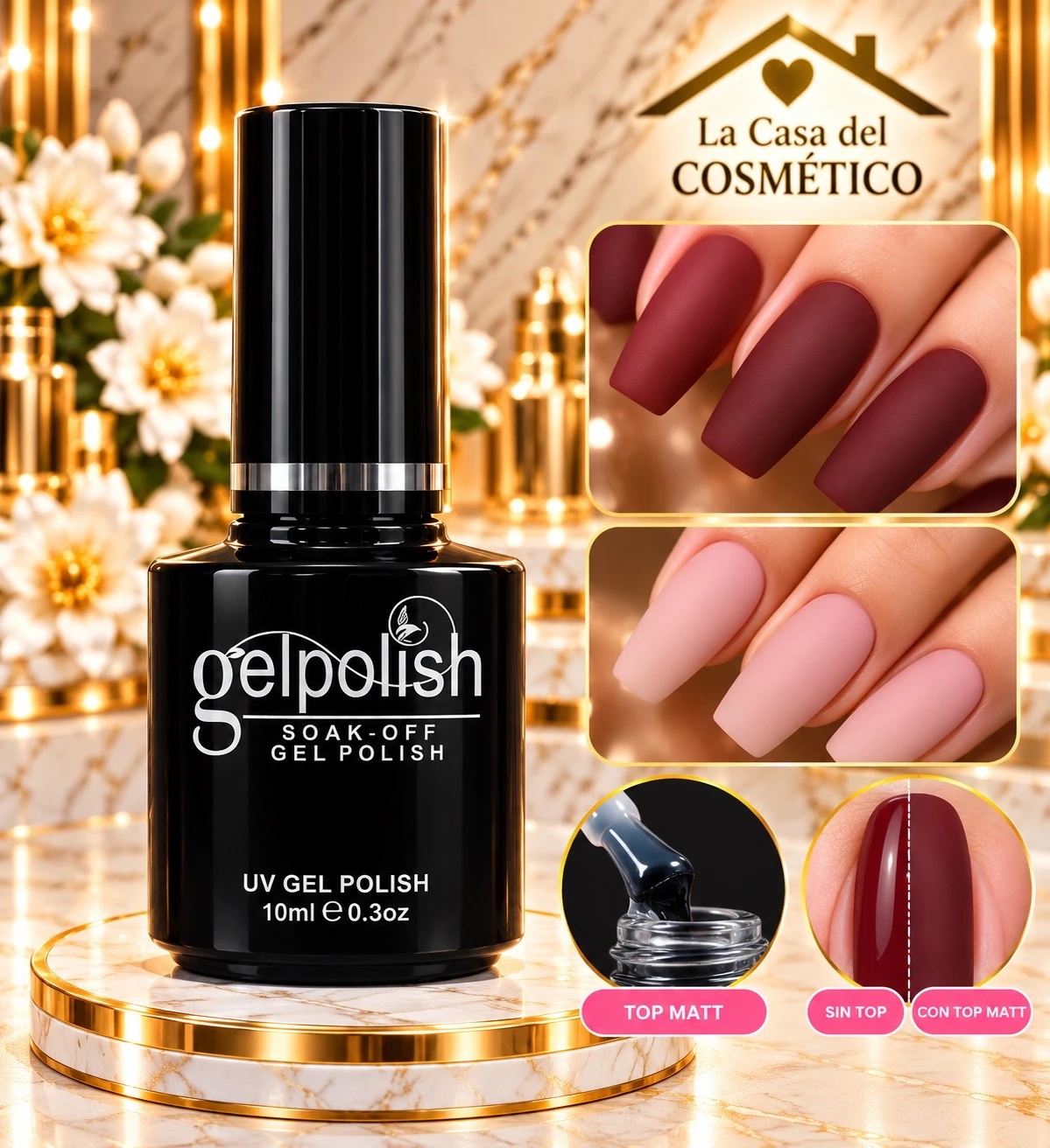 gel polish top coat efecto mate 10 ml