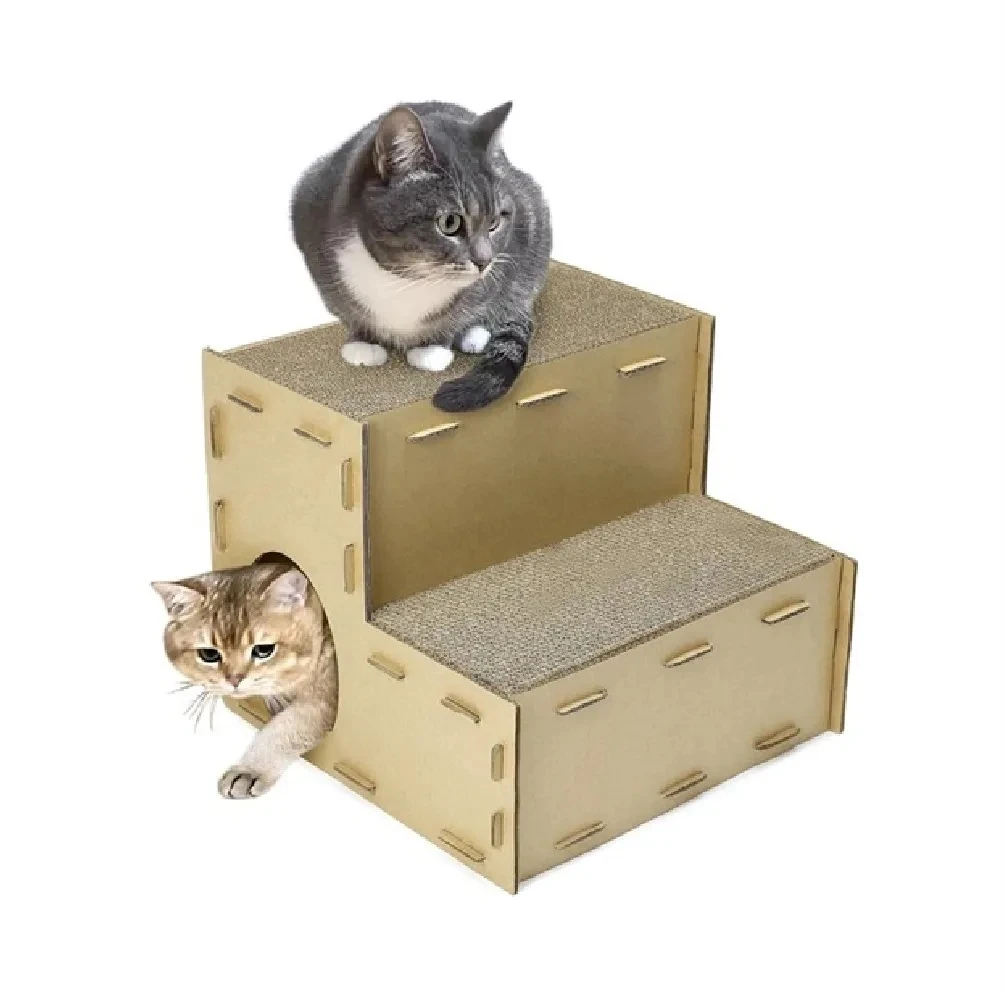 Casa Rascador Arañador Escalera De Cartón Corrugado Ecológico Para Gatos