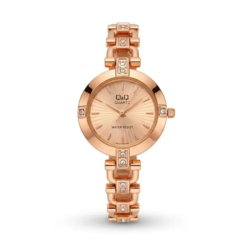 Reloj Q&Q Original Acero Tipo Joyita Oro Rosa Fondo Oro Rosa