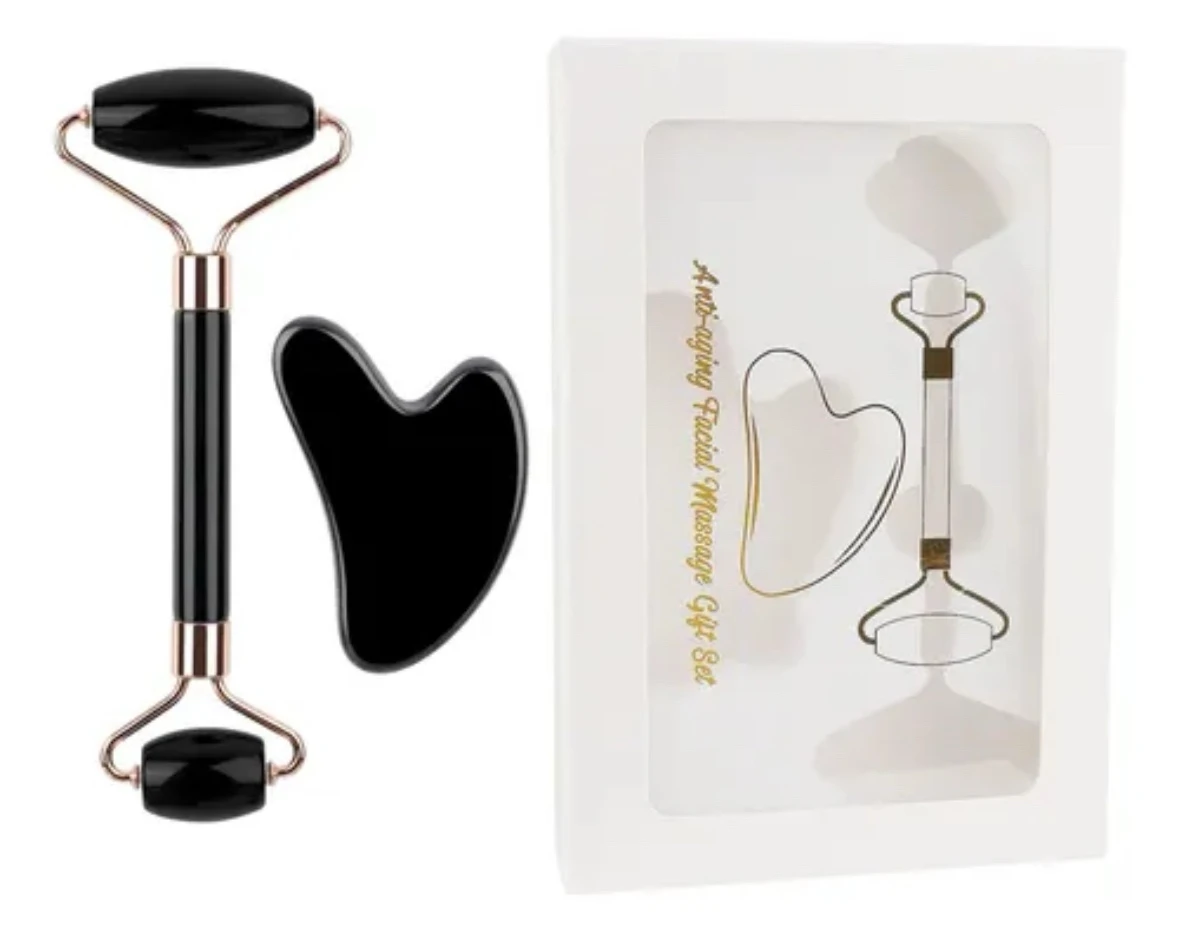 Set Facial de Obsidiana Negra | Rodillo + Gua Sha de Corazón 🖤✨ 10