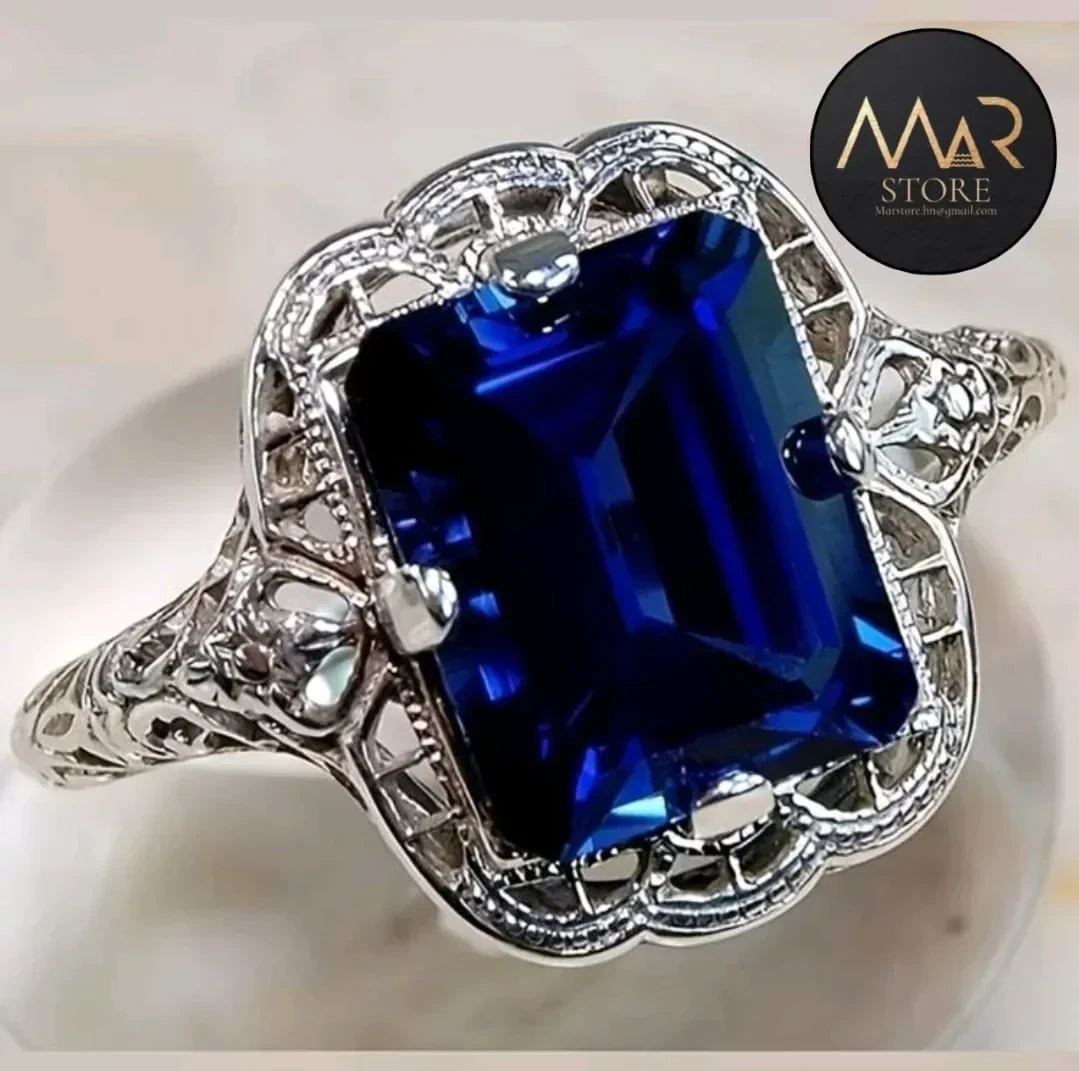 Anillo elegante diseño de cristal, fantasía Fina en Circonia Cúbica  4