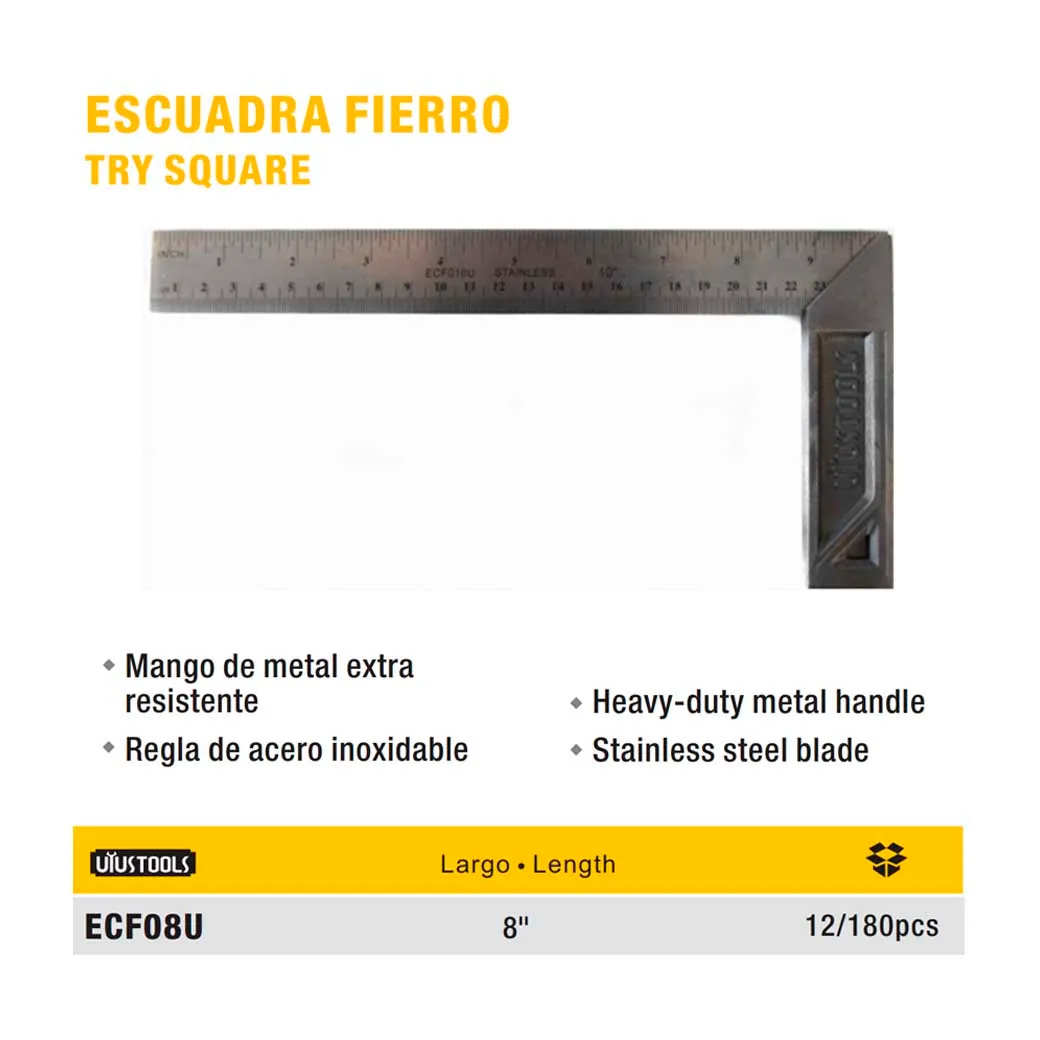 ESCUADRA DE FIERRO UYUST 8" INOX