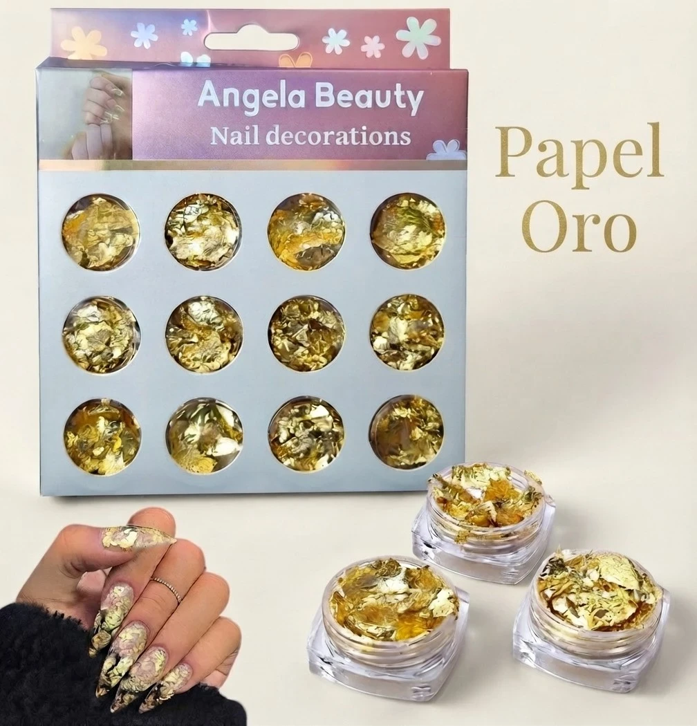 Set Decoración Papel Oro para Uñas