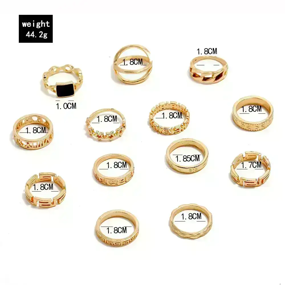 Set x13 Anillos Cuadrado Dorados REF: MA15 4