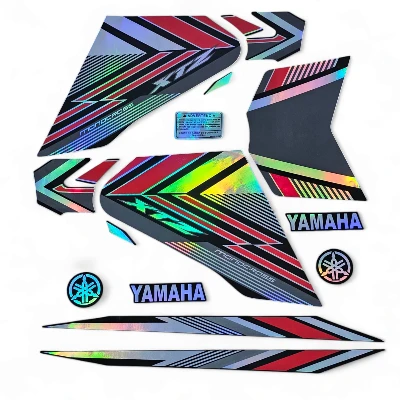Xtz 125 Calcomanias 2021 lineas tornasol gris con rojo