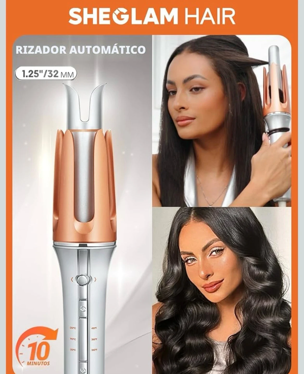 SHEGLAM Rizador automático de 1 1/4 pulgadas con 3 temperaturas de calentamiento rápido, rotación de 2 vías, antiquemaduras, rotación antienredos, apagado automático para peinar el cabello