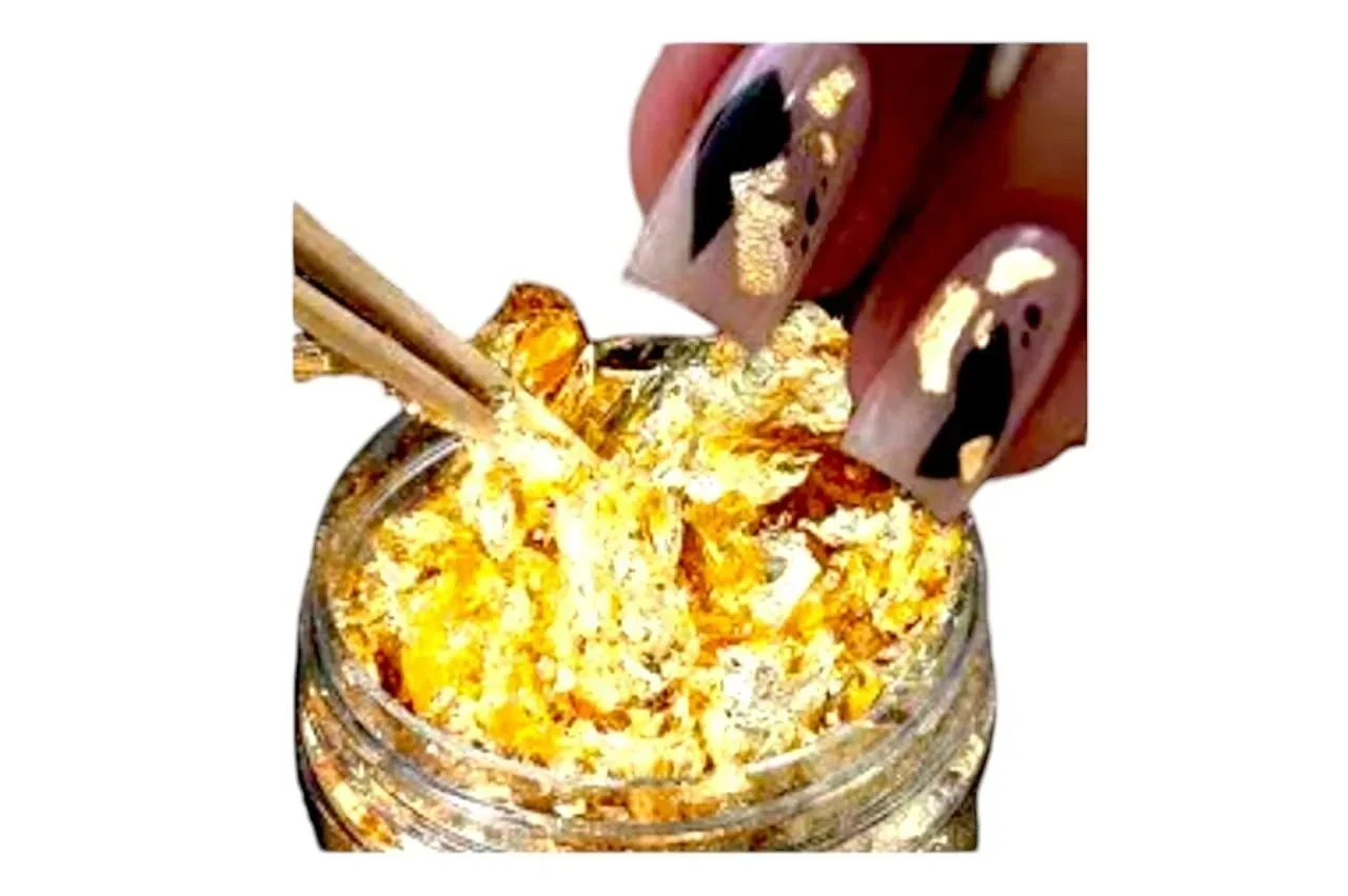 fnc papel de oro flake para decoracion de uñas