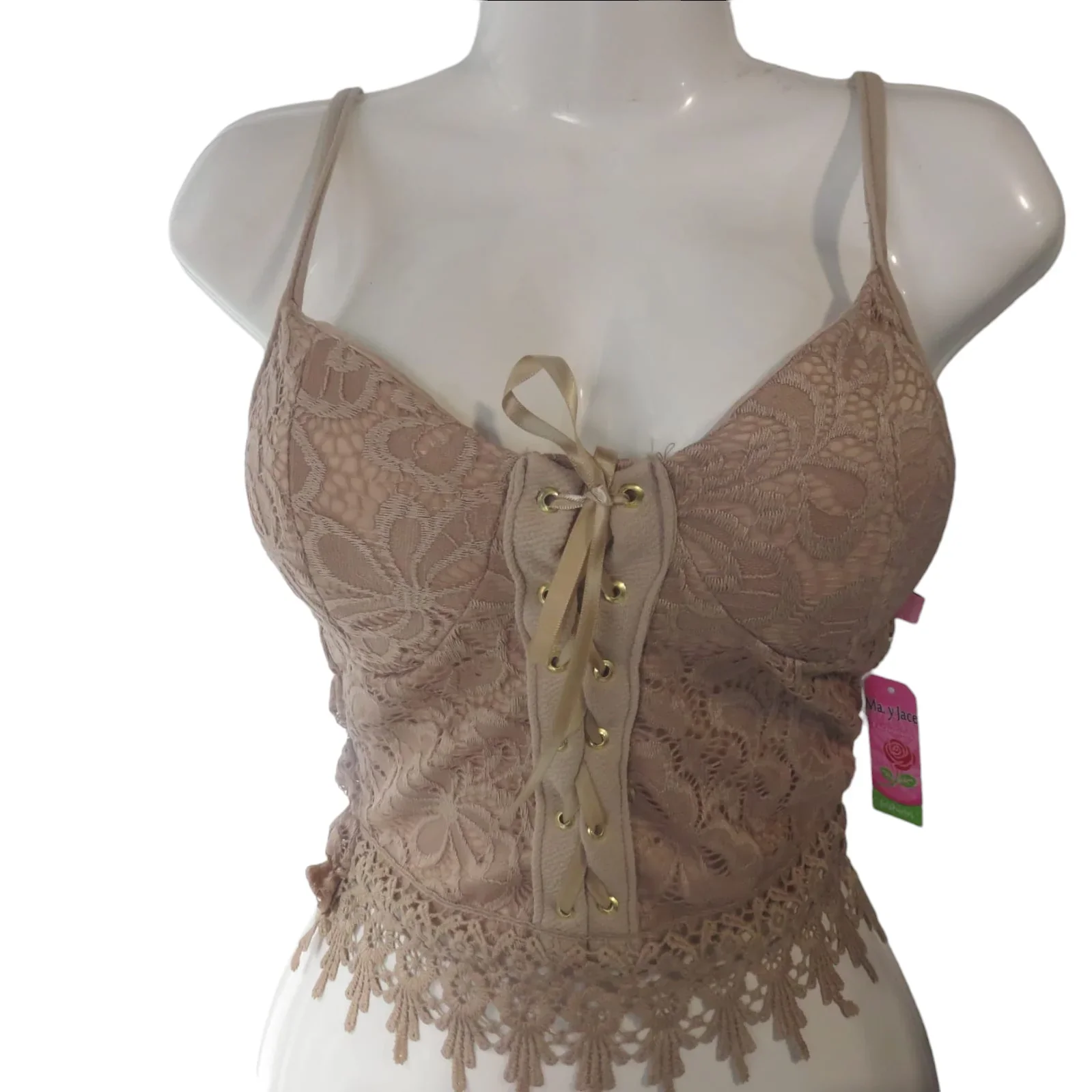 Crop top beige liston