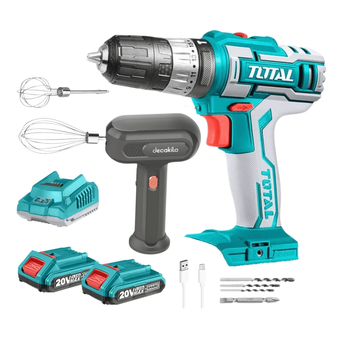 TOSLI231003-THKTHP10892 Taladro percutor 20v + taladro 12v + 89 herramientas total 4