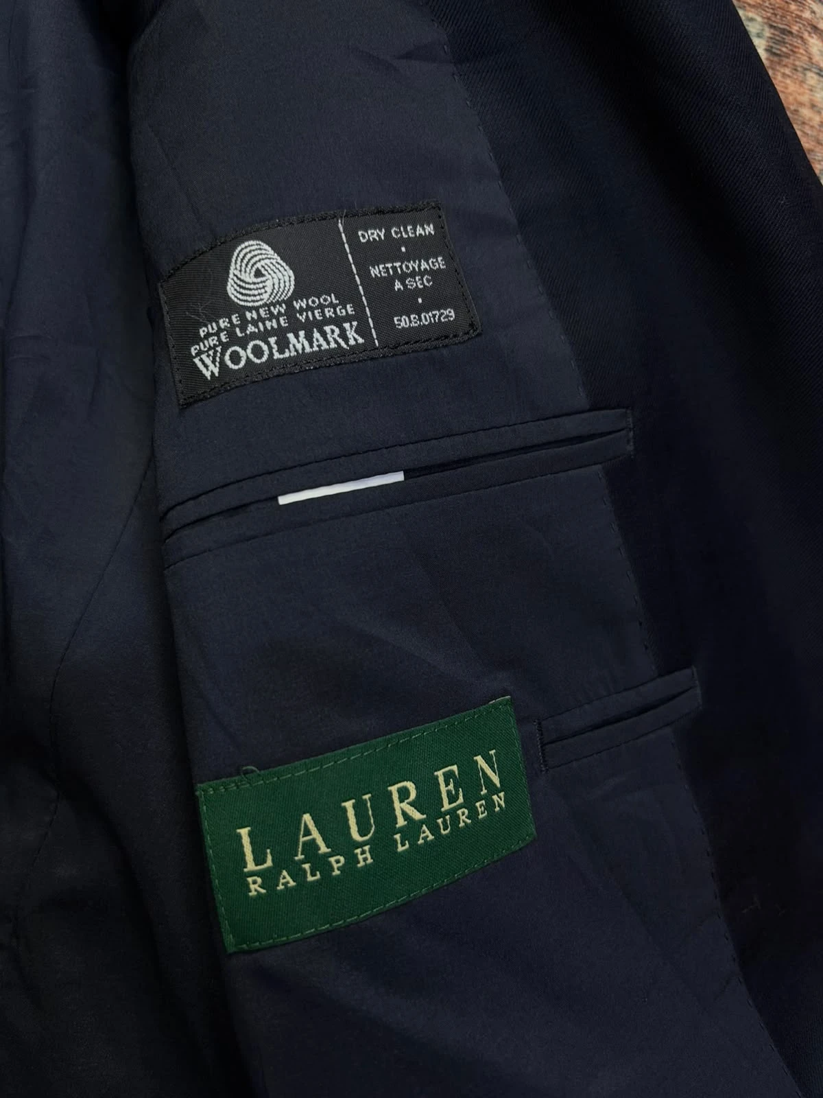 LAUREN RALPH LAUREN 100% PURE NEW WOOL NAVY BLAZER 5