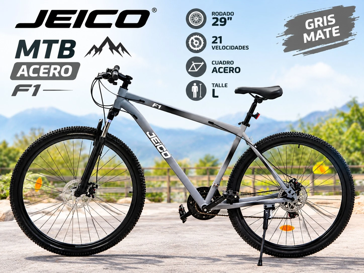 🚲BICICLETA MTB ACERO JEICO F1 GRIS MATE