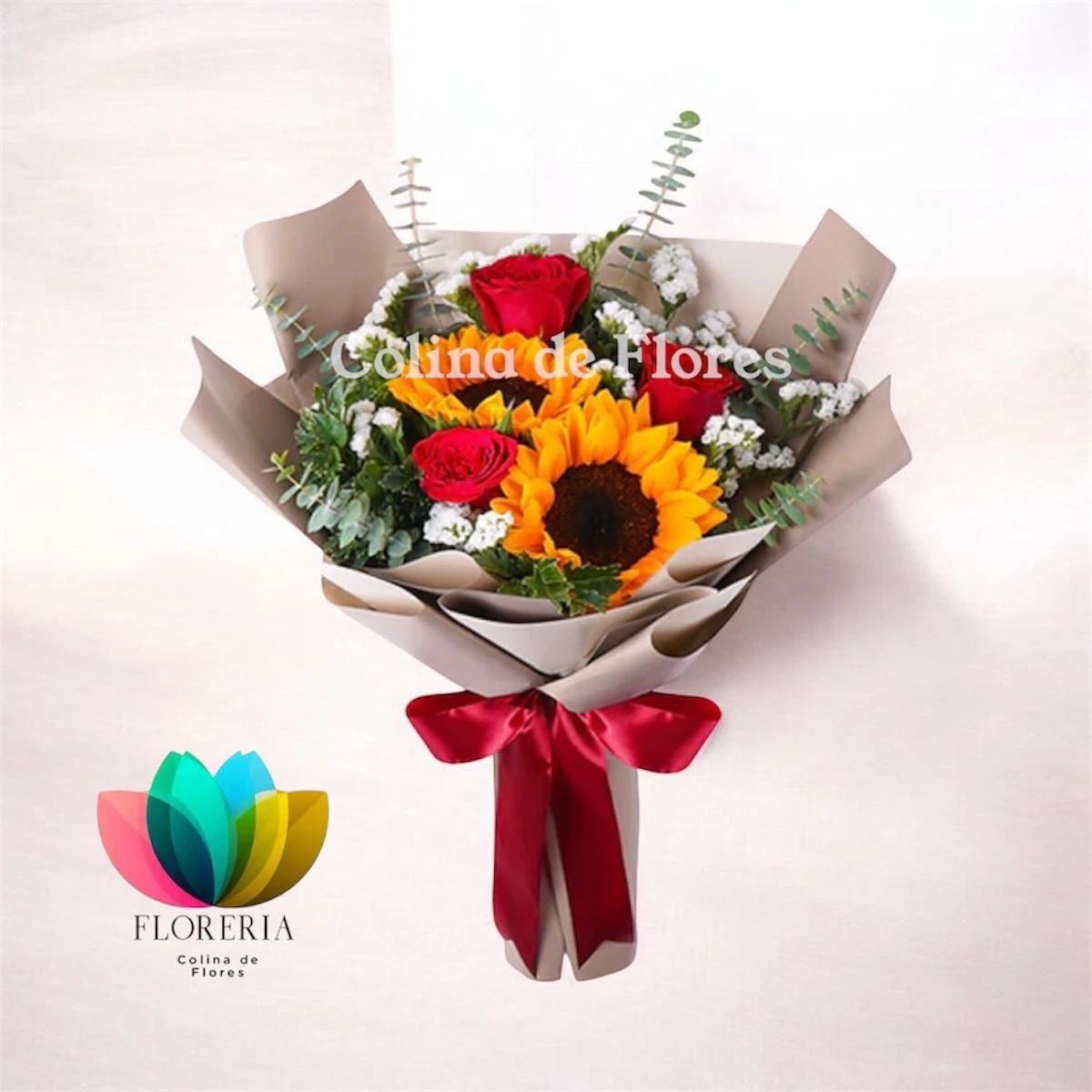 Rosas y girasoles 