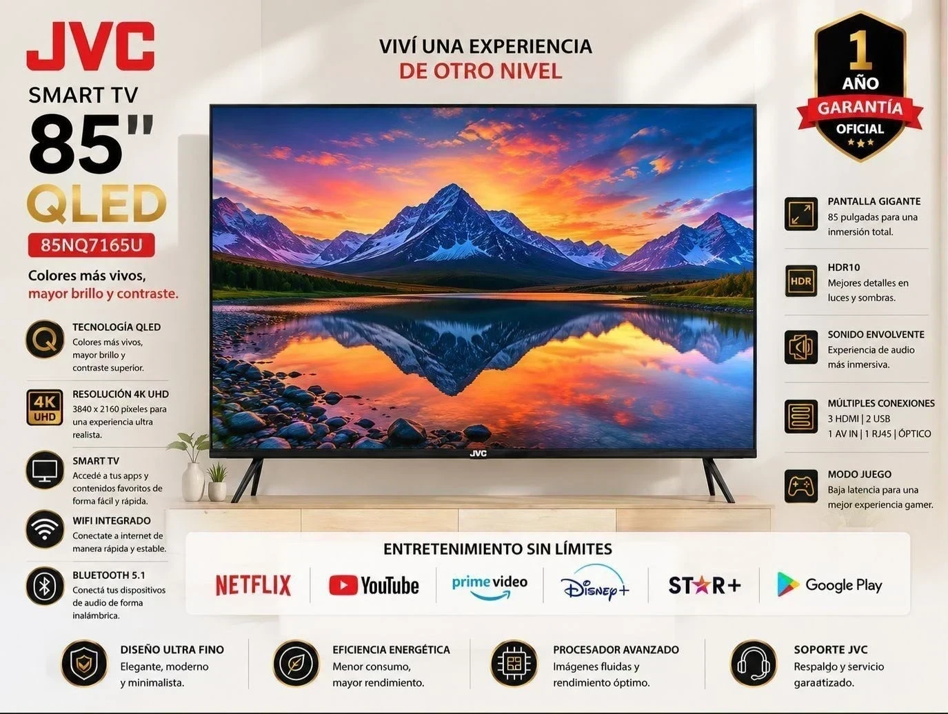 SMART TV JVC 85" MINI LED