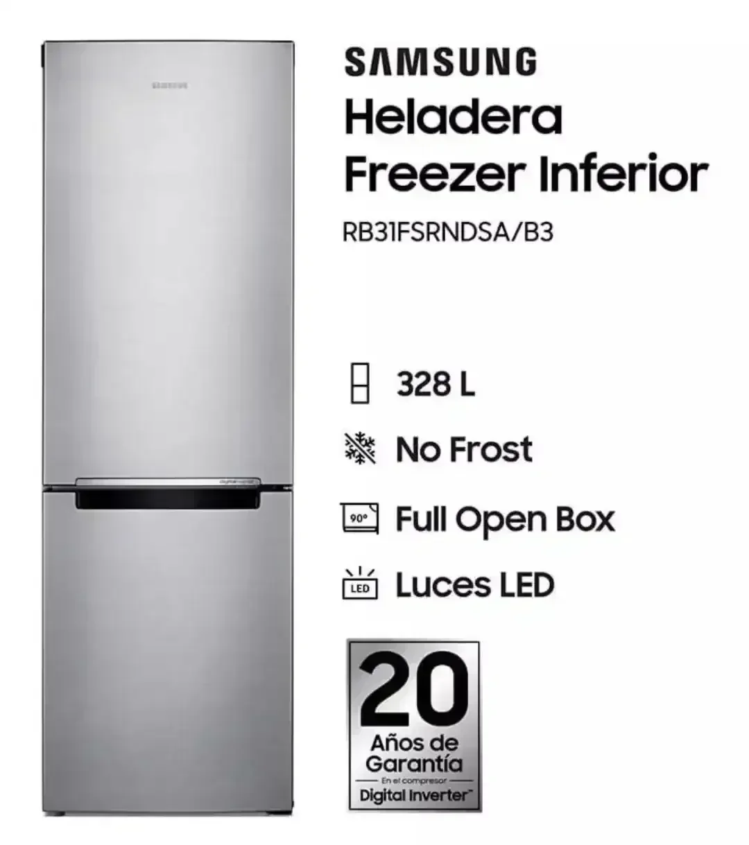 Heladera Samsung RB31FSRNDSA 328Lts.