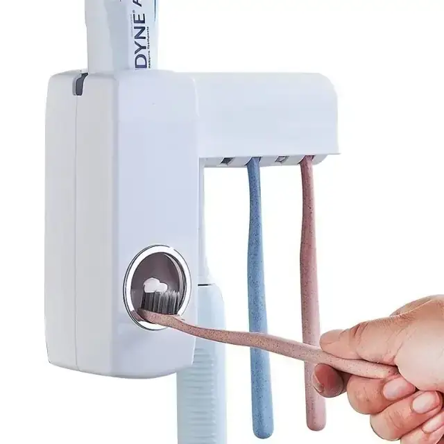 Dispenser Pasta Dental Porta Cepillo 2 En 1 Soporte Dientes