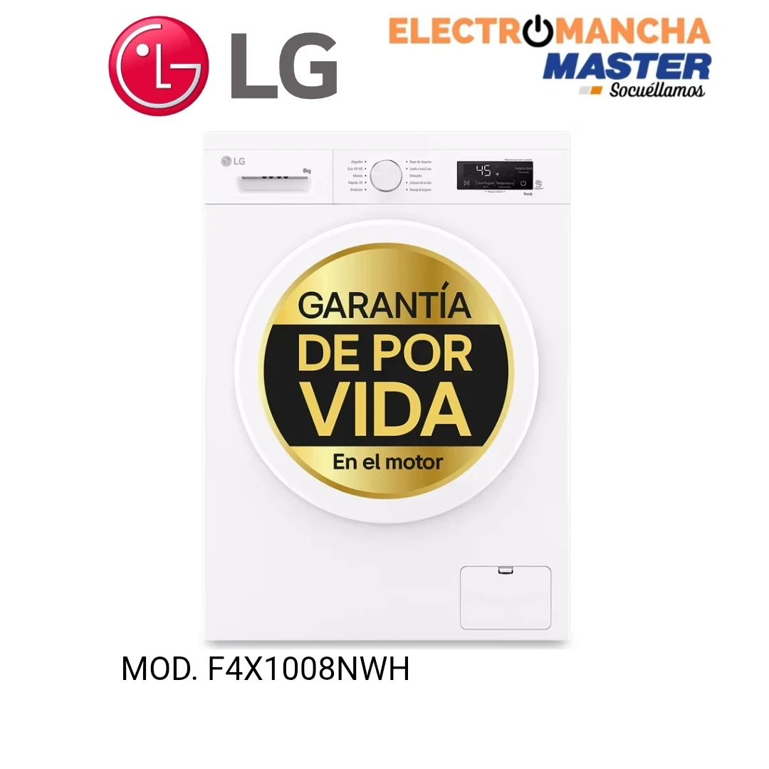 LAVADORA LG F4X1008NWH 8 KILOS 1400 RPM A