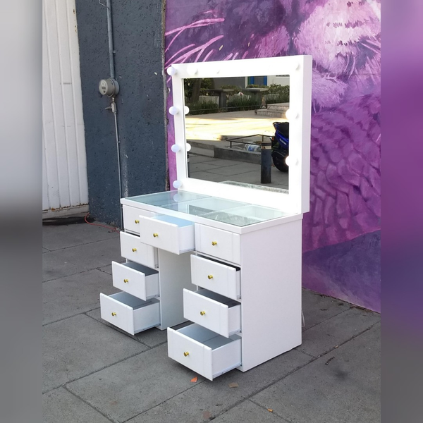 Tocador Hollywood Vanity G2 Repisa de Cristal 8