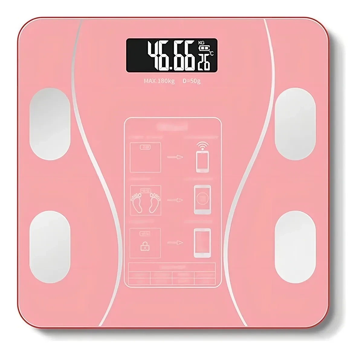 Pesa Digital De Baño 180kg Diseño Color ROSADA 2